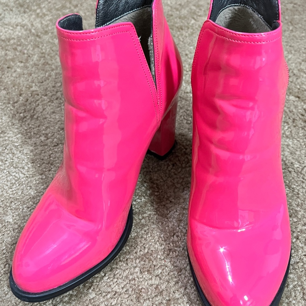 Fleece lined Pink Patent Leather Boots
